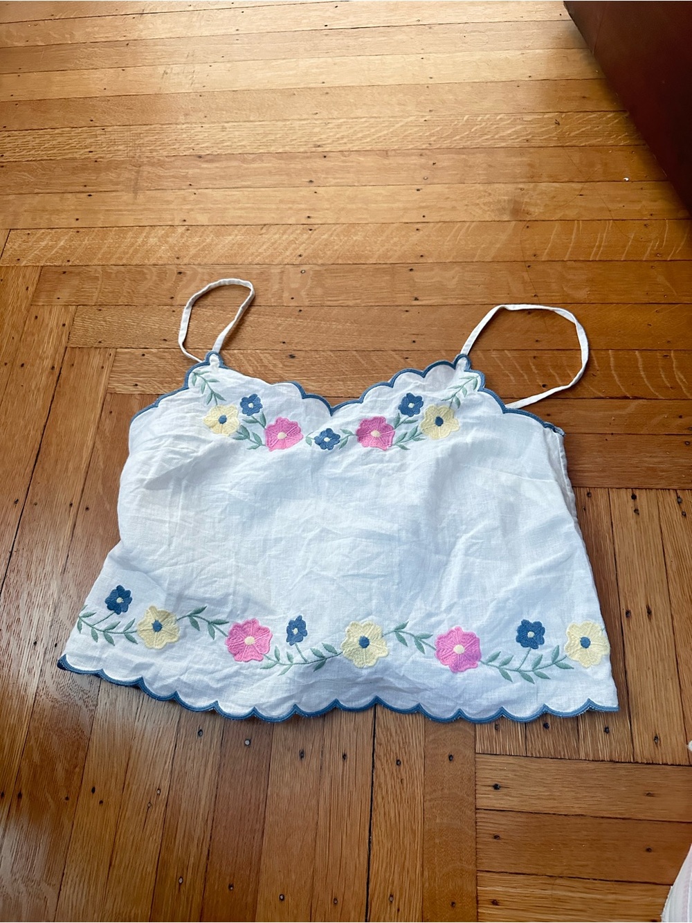 Sezane Ivory Camisole with Pink & Blue Floral Embroidery - Picture 2 of 4
